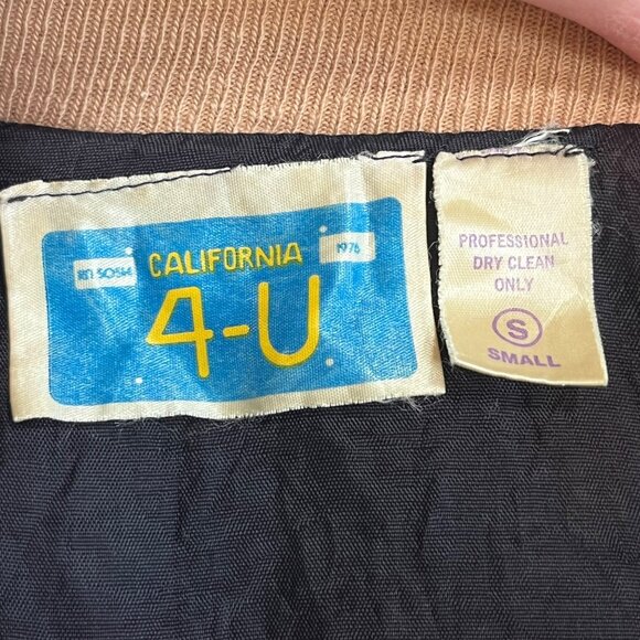 Vtg California 4-U Flamingo Print Bomber Jacket Cotton Boho Indie Retro Sz Small - Picture 6 of 8